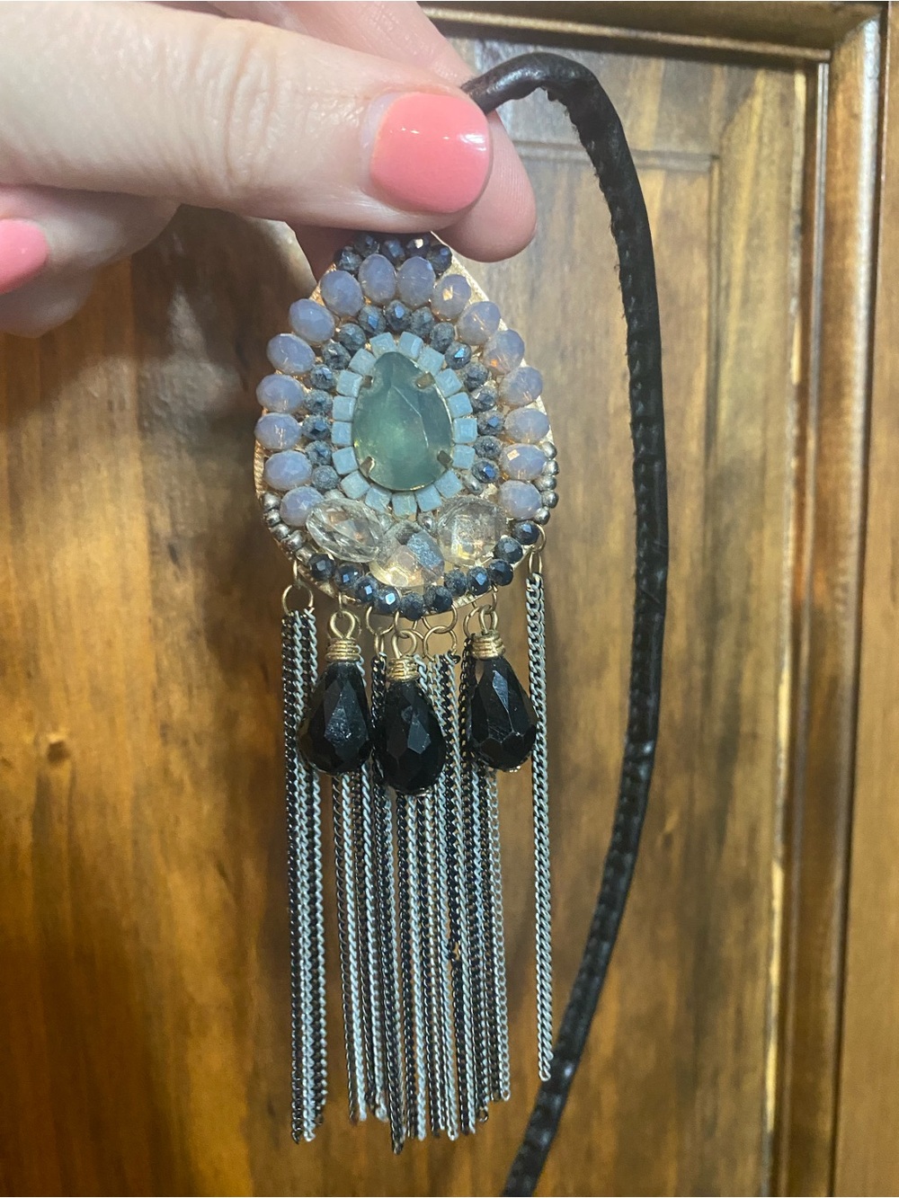 Bohemian Teardrop Fringe Pendant Necklace - costume jewelry